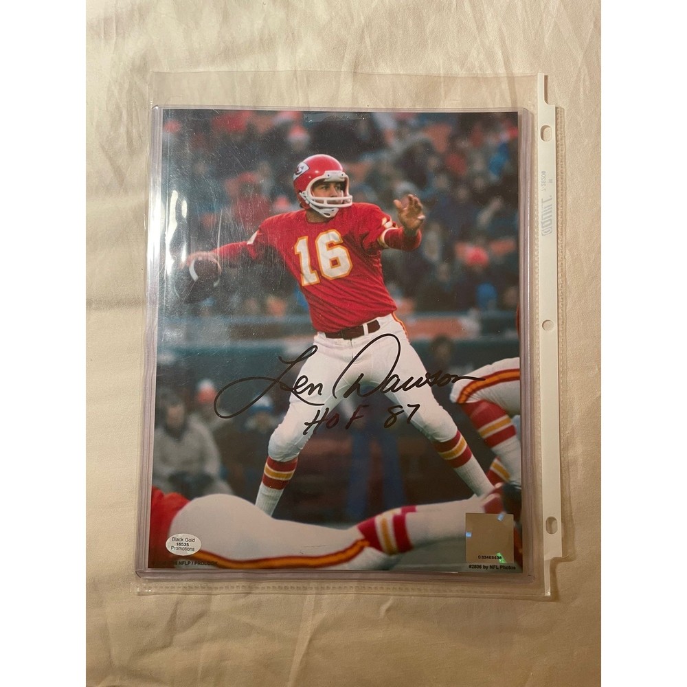 Authentic Len Dawson Autograph Photo Kansas City Chiefs